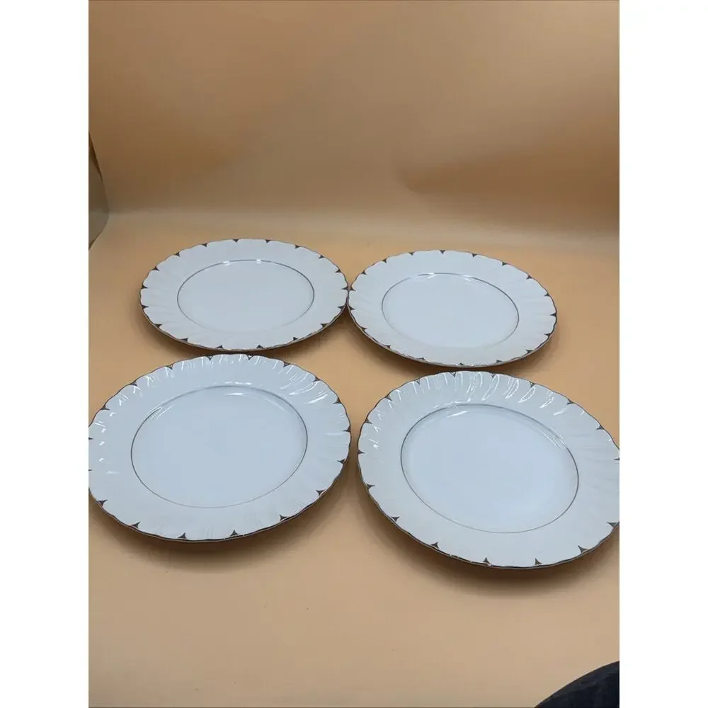 Set of 4-Vintage Salad Plates Harmony House Heirloom Fine China #3512, 10-1/2in
